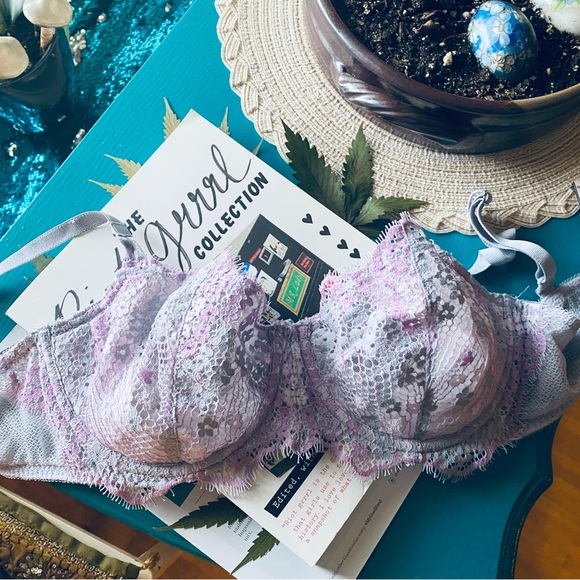 X2 Victoria Secret Bras 34DD Push Up Without Padding Purple/Grey Dream Angels - Picture 5 of 9